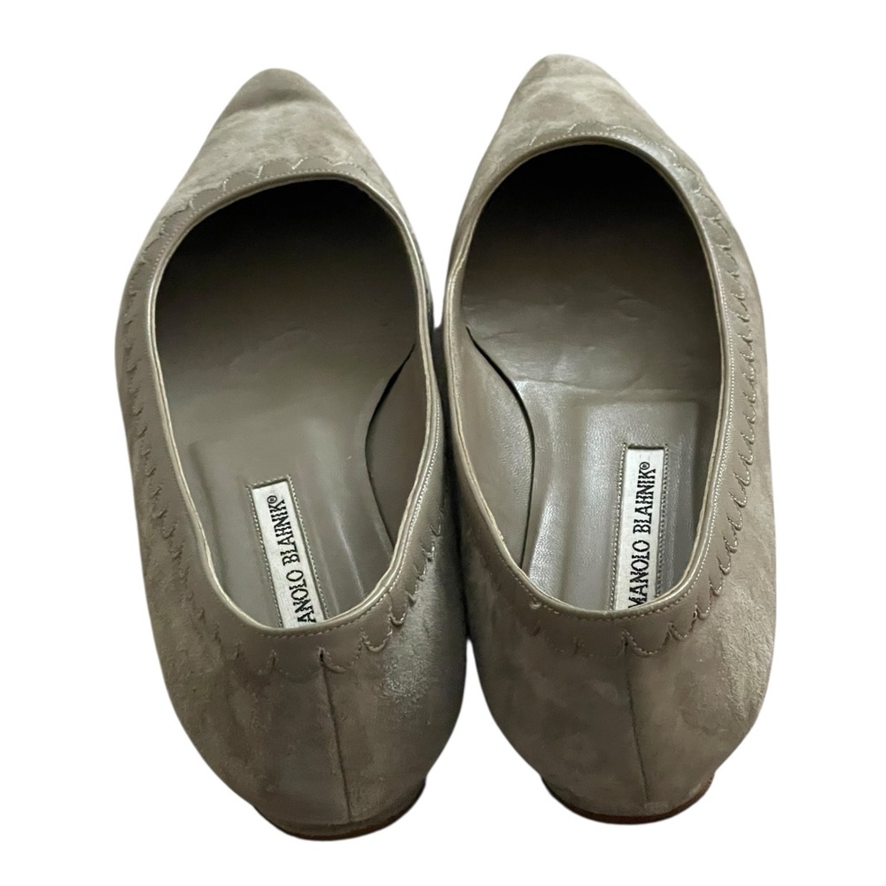 Manolo Blahnik Taupe Suede Ballet Flats Women  Size 39.5 - Picture 3 of 9